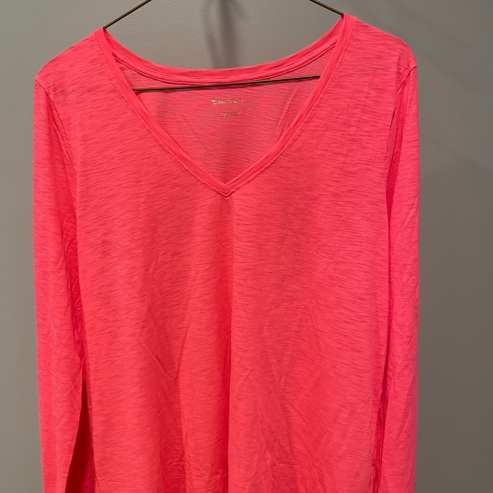 Lilly Pulitzer NWT Etta Long Sleep Top XL Karmic Coral poly/cotton